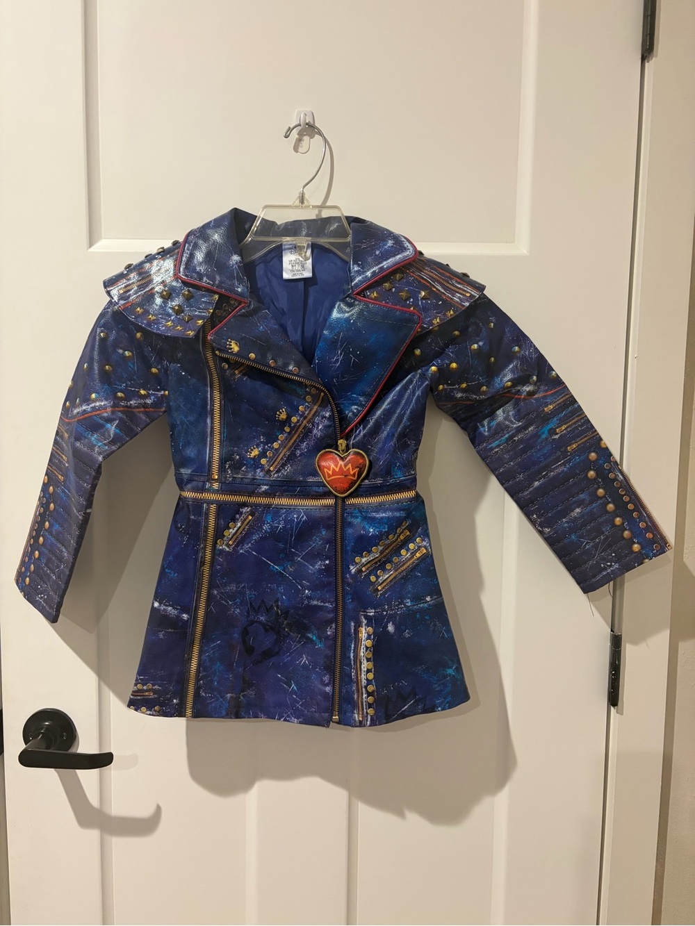 Disney Girls' Navy Blue Studded Faux-Leather Moto Jacket